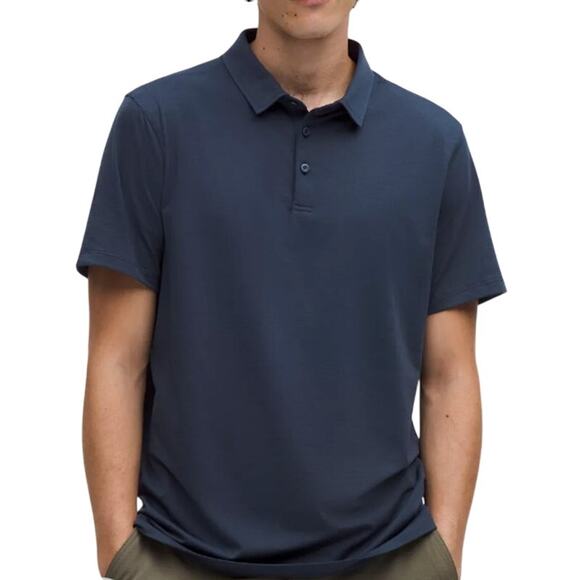Lululemon S Mens Evolution Short Sleeve Polo Shirt Club Blue Golf Preppy - Picture 1 of 9